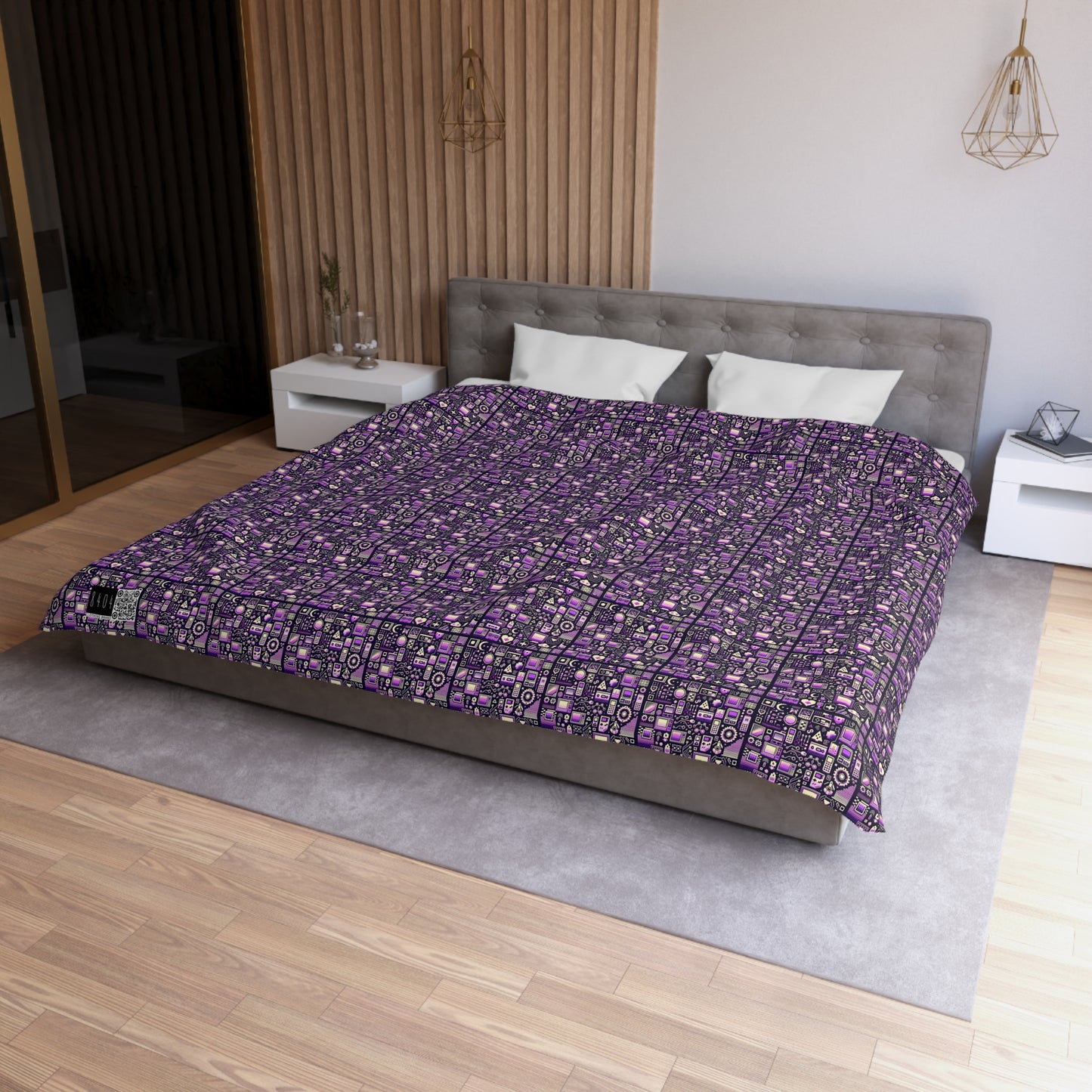 Digital Nostalgia Remix Modern Vintage Fusion Microfiber Duvet Cover - 8404 Design-54
