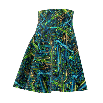 Tech-Infused Neon Tech-Forward Streetwear Women's Skater Skirt - 8404 Design-54