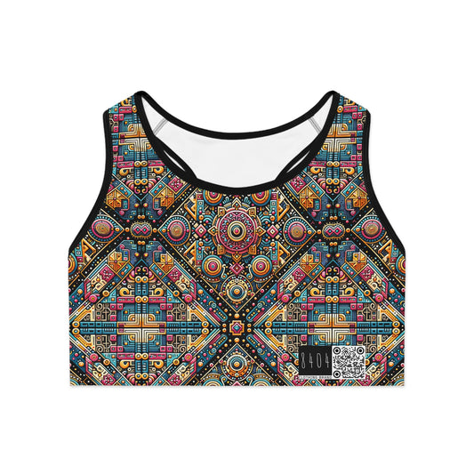 Cultural Fusion Tech Blend of Cultural Heritage With Tech-Inspired Elements Sports Bra - 8404 Design-58