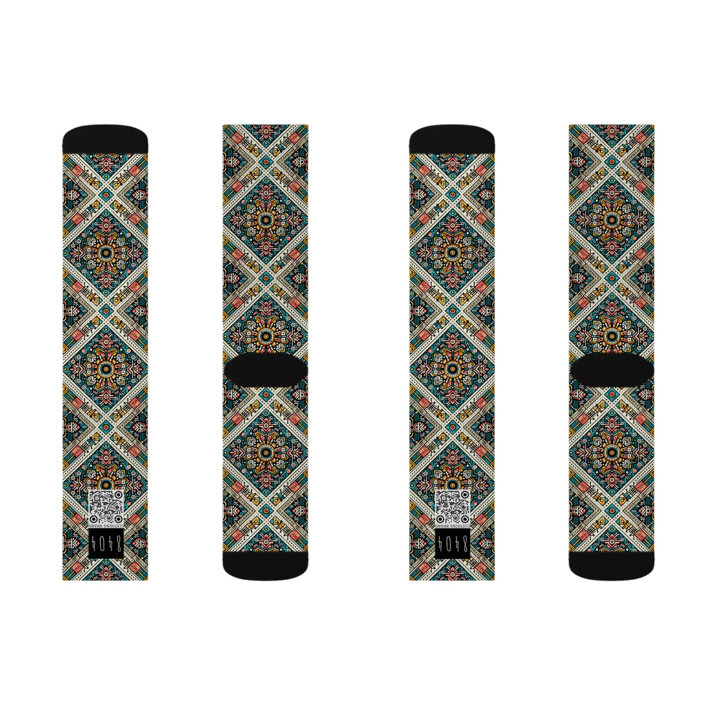 Cultural Fusion Tech Blend of Cultural Heritage With Tech-Inspired Elements Sublimation Socks - 8404 Design-64