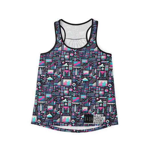 Digital Rebellion Youthful Streetwear with a Rebellious Digital Twist Women's Tank Top - 8404 Design-71