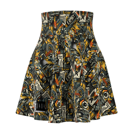 Digital Punk Futuristic Grunge Women's Skater Skirt - 8404 Design-49