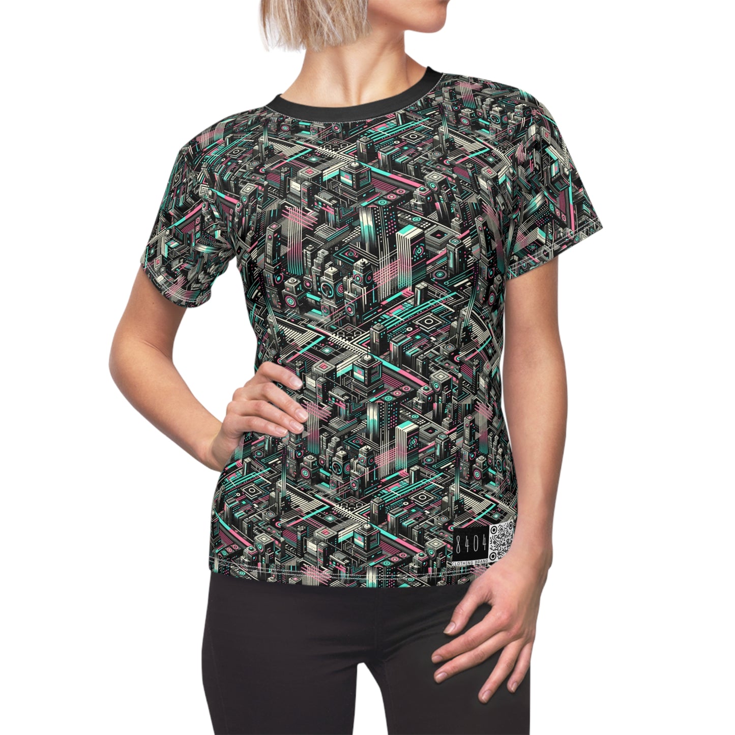 Digital Dreamland Tech-Inspired Streetwear Women's Cut & Sew Tee - 8404 Design-51