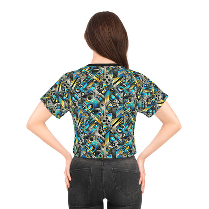 Tech Art Fusion Tech-Forward Streetwear Crop Tee - 8404 Design-50