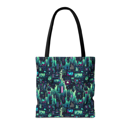 Tech Noir Graphics Futuristic Cyberpunk Tote Bag - 8404 Design-52