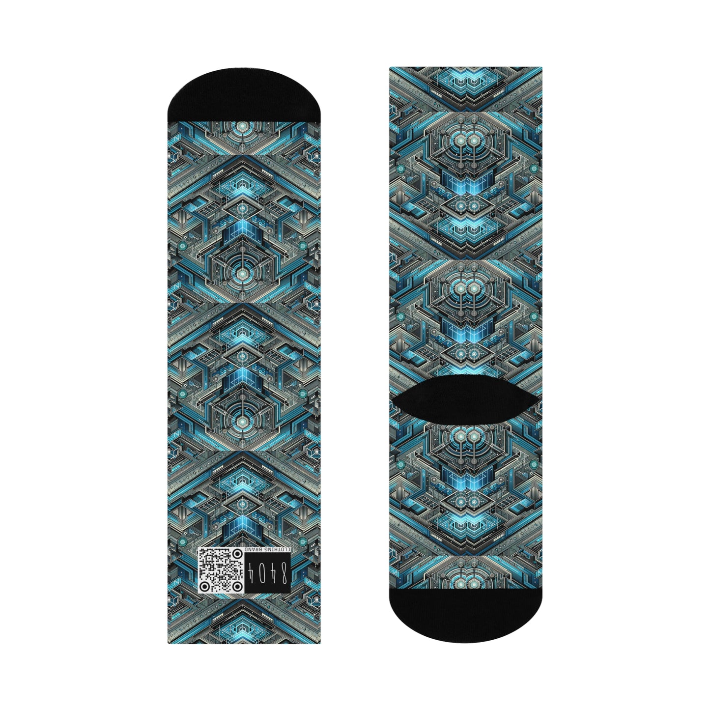 Tech-Infused Futurism Sleek Tech Edge Cushioned Crew Socks - 8404 Design-49