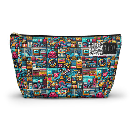 Digital Pop Culture Mashup Maximalist Pop Accessory Pouch W T-bottom - 8404 Design-47