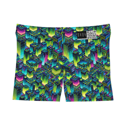 Tech-Infused Neon Tech-Forward Streetwear Women's Shorts - 8404 Design-65