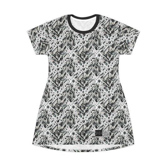 Tech-Infused Streetwear Tech-Forward Minimalism T-Shirt Dress - 8404 Design-51