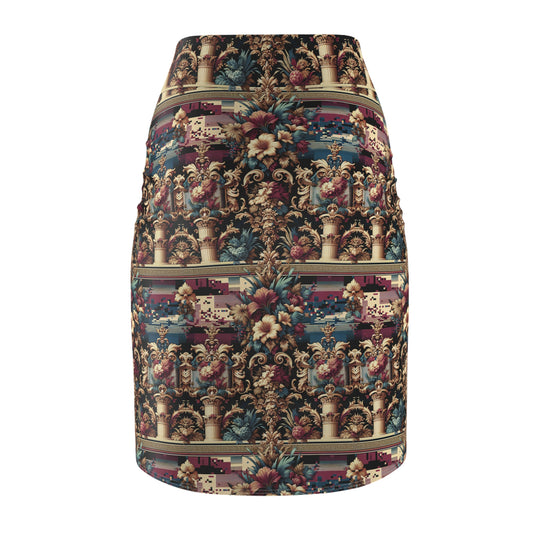 Digital Renaissance Modern Baroque Fusion Women's Pencil Skirt - 8404 Design-58