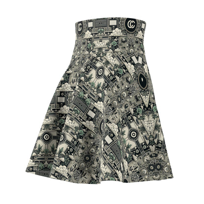Cyber Garden Party Tech Garden Extravaganza Women's Skater Skirt - 8404 Design-54