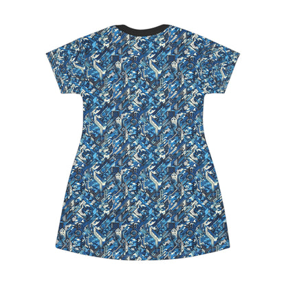 Tech Urban Camo Tech-Forward Streetwear With a Futuristic Military Edge T-Shirt Dress - 8404 Design-39