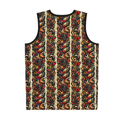 Flame Graphics Maximalist Streetwear Basketball Jersey - 8404 Design-65