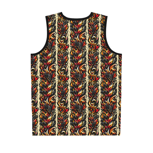 Flame Graphics Maximalist Streetwear Basketball Jersey - 8404 Design-65