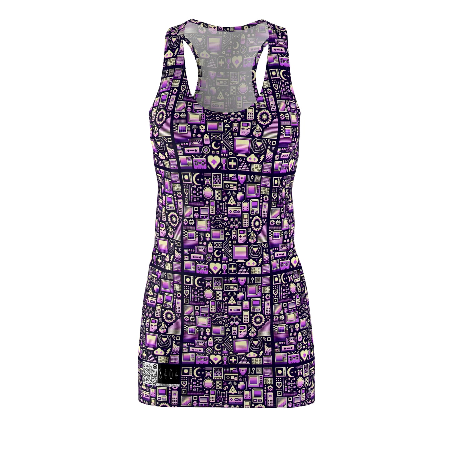 Digital Nostalgia Remix Modern Vintage Fusion Women's Cut & Sew Racerback Dress - 8404 Design-54