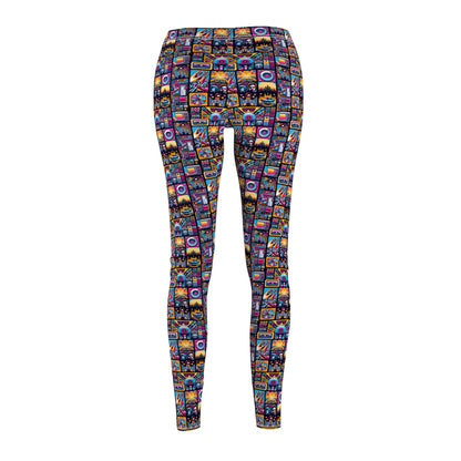 Digital Pop Culture Mashup Maximalist Pop Women's Cut & Sew Casual Leggings - 8404 Design-52