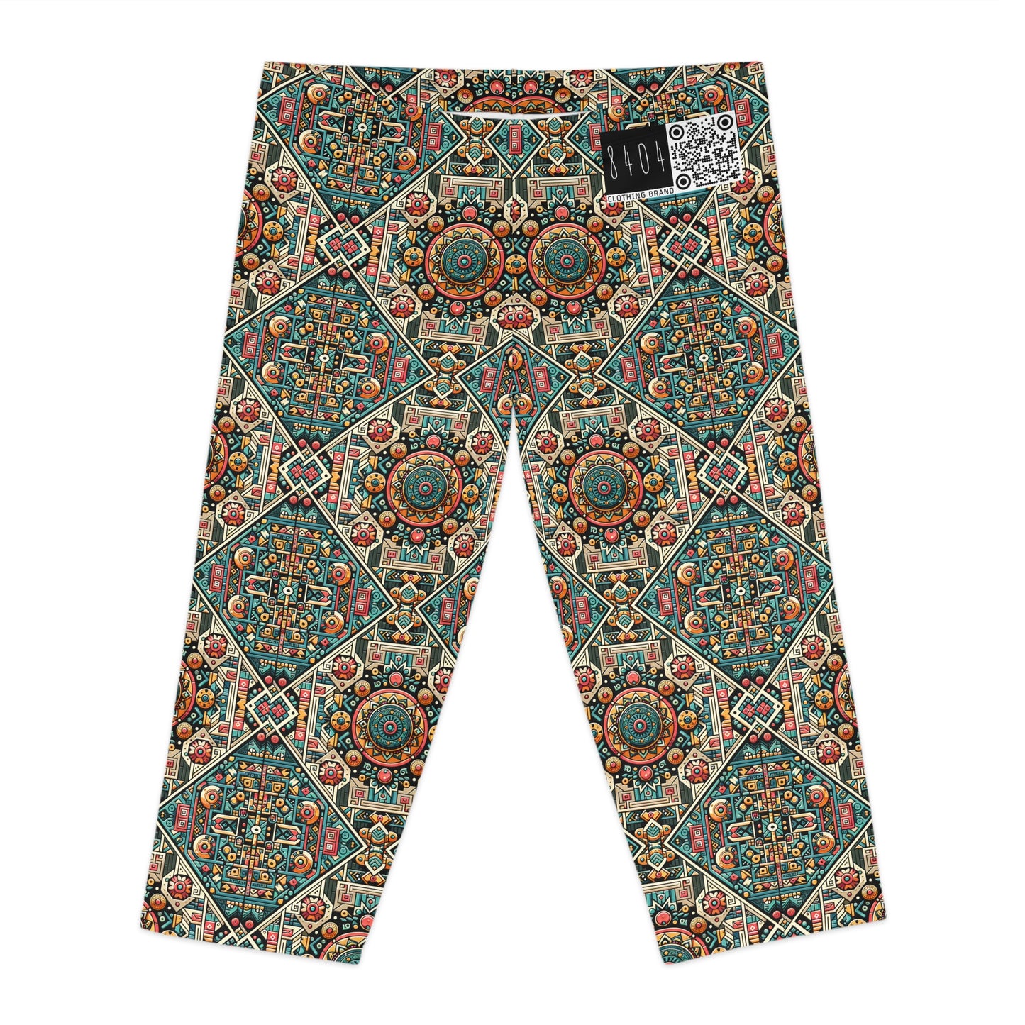 Cultural Fusion Tech Blend of Cultural Heritage With Tech-Inspired Elements Women's Capri Leggings - 8404 Design-74