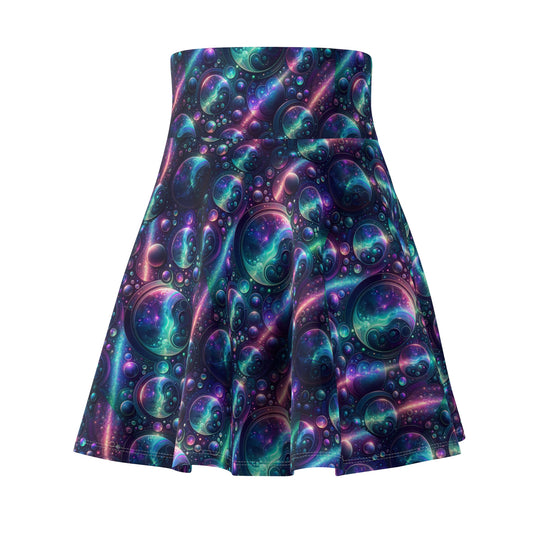 Iridescent Tech Fusion Tech-Forward Streetwear Women's Skater Skirt - 8404 Design-51