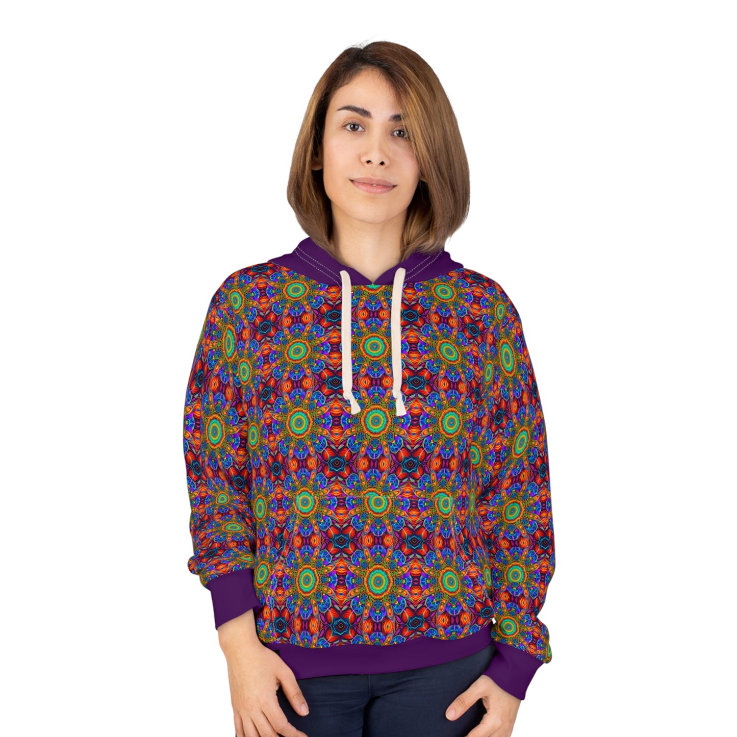 8404's Unisex Adult "Flowers of Acid in Purple" Fashion Pullover Hoodie