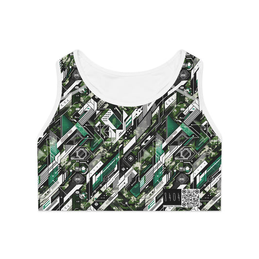 Tech Camo Fusion Tech-Forward Streetwear With a Futuristic Edge Sports Bra - 8404 Design-63