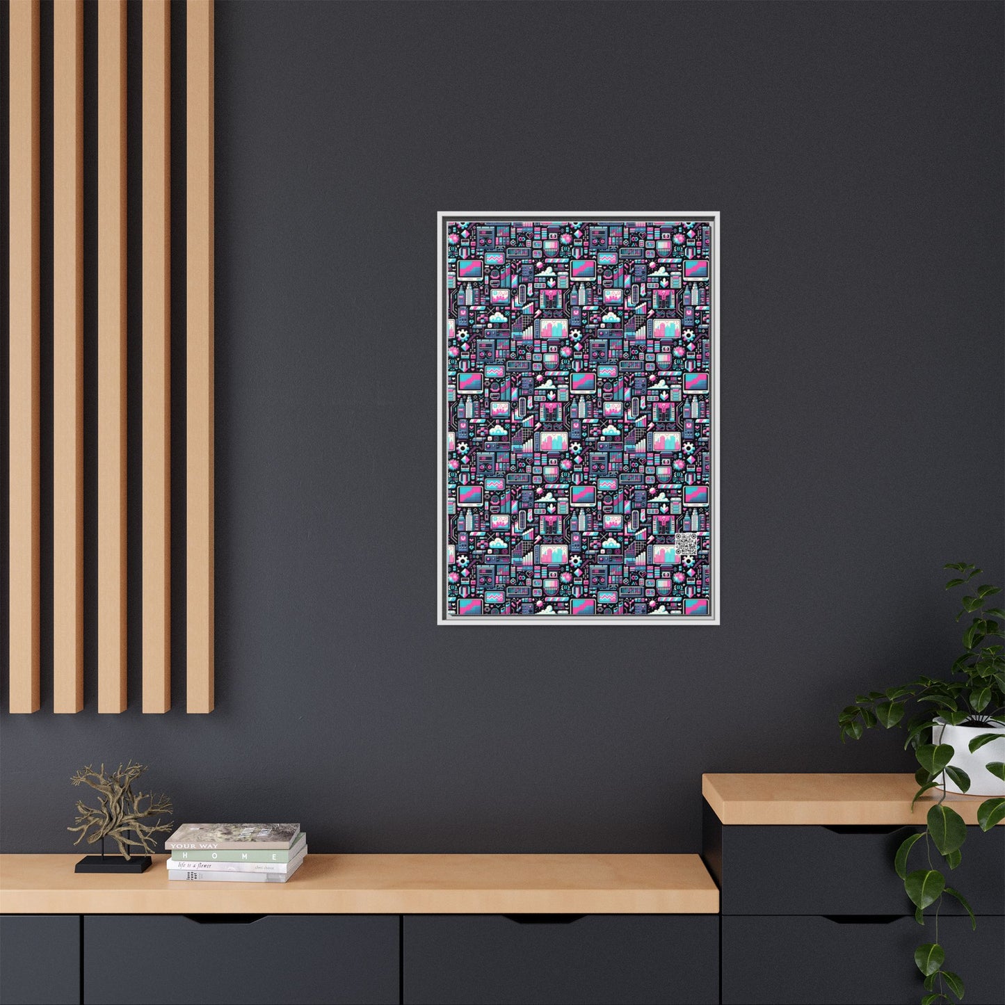 Digital Rebellion Youthful Streetwear with a Rebellious Digital Twist Matte Canvas, Framed (multi-color) - 8404 Design-71 A