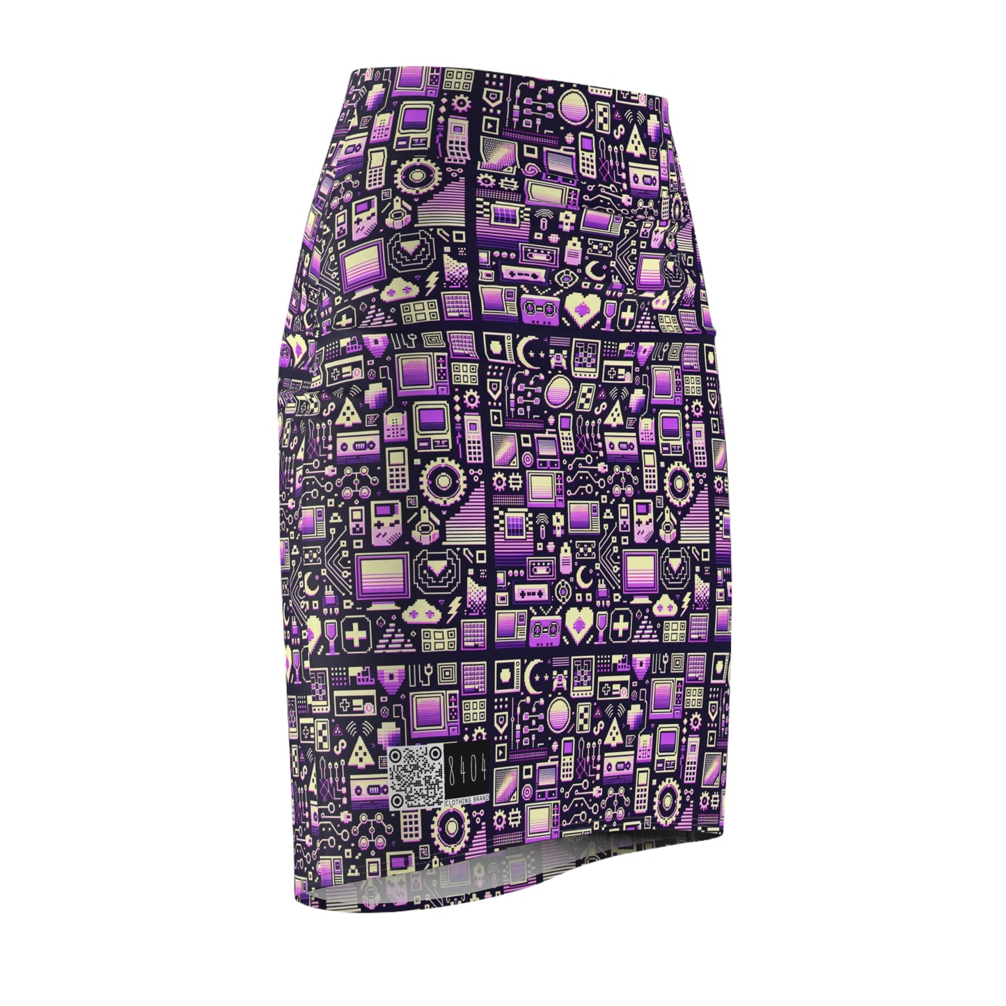 Digital Nostalgia Remix Modern Vintage Fusion Women's Pencil Skirt - 8404 Design-54