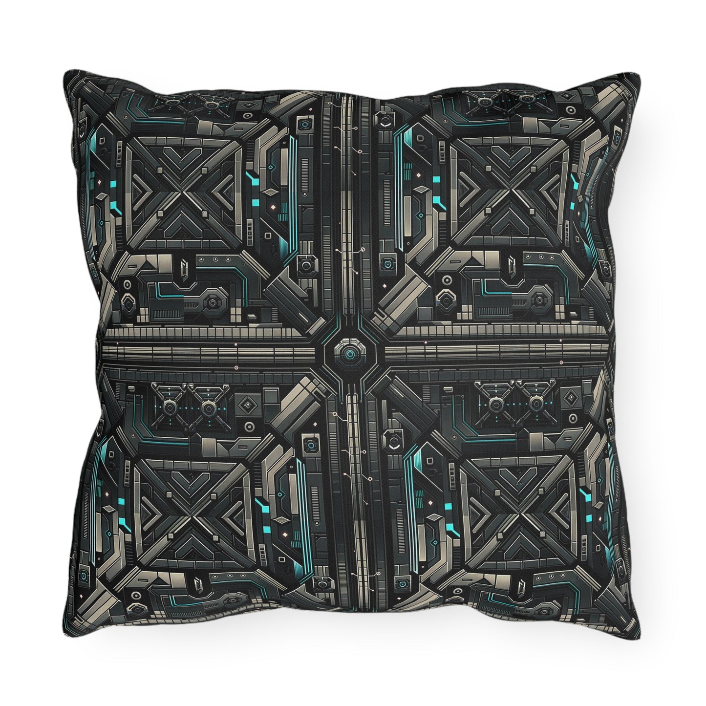 Tech Noir Futuristic Tech Aesthetic with a Dark Twist Outdoor Pillow - 8404 Design-59