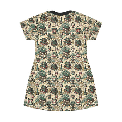Cultural Artisanal Fusion Contemporary Cultural Elegance T-Shirt Dress - 8404 Design-68