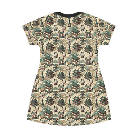 Cultural Artisanal Fusion Contemporary Cultural Elegance T-Shirt Dress - 8404 Design-68