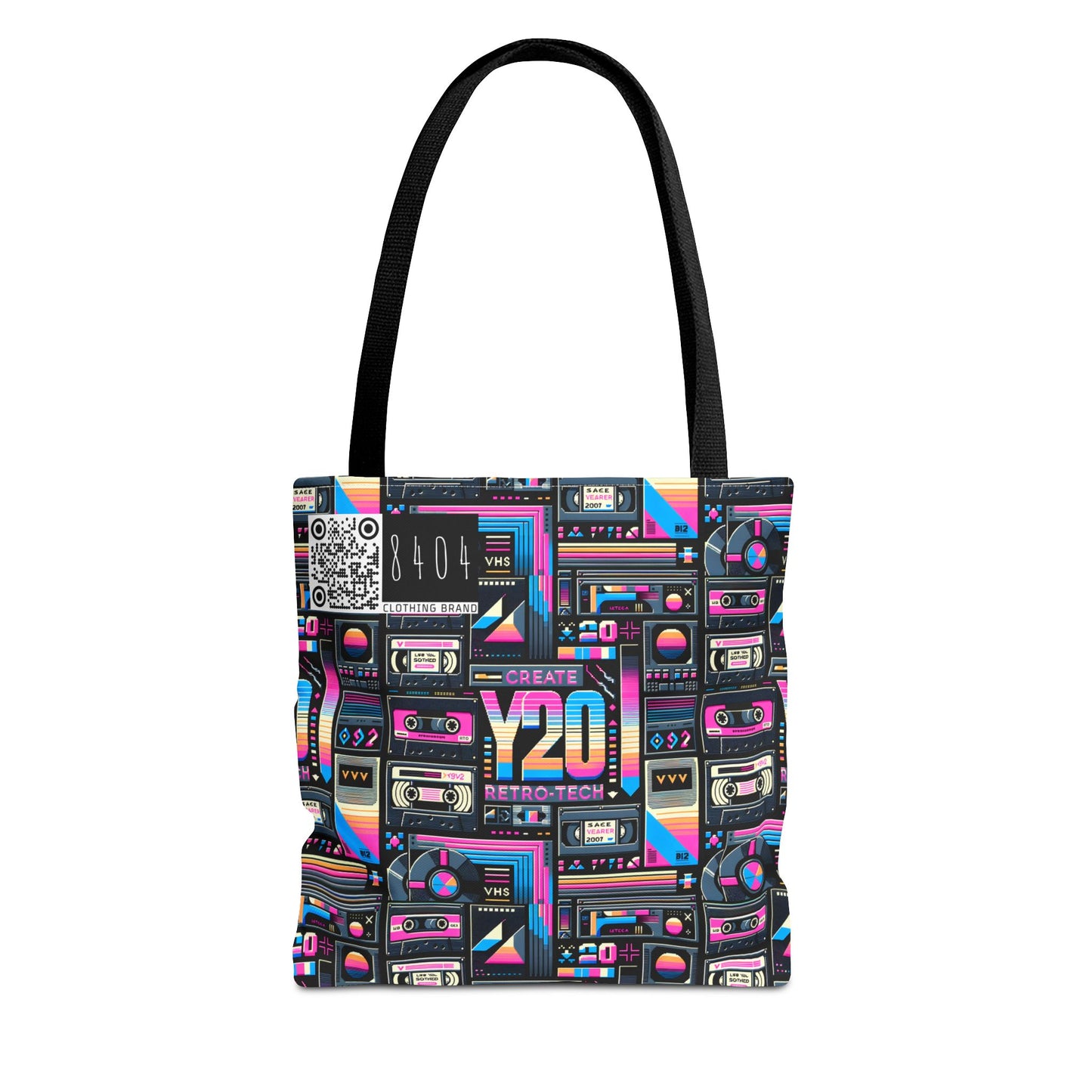 Digital Nostalgia Tech-Inspired Retro Fusion Tote Bag - 8404 Design-65
