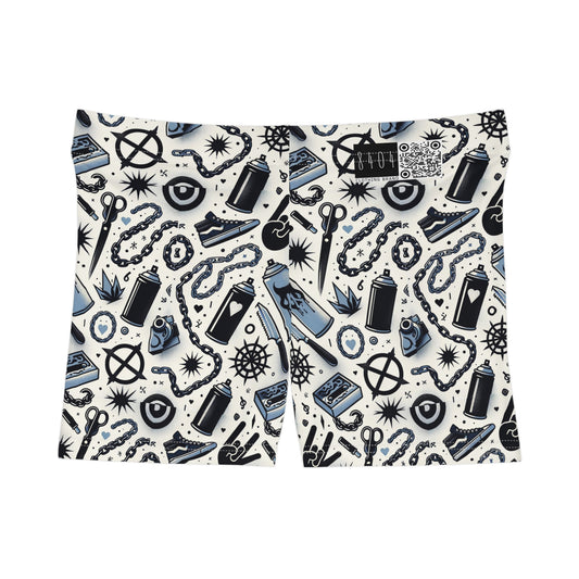 Cultural Rebellion Graphics Edgy and Rebellious With a Hint of Nostalgia Women's Shorts - 8404 Design-57