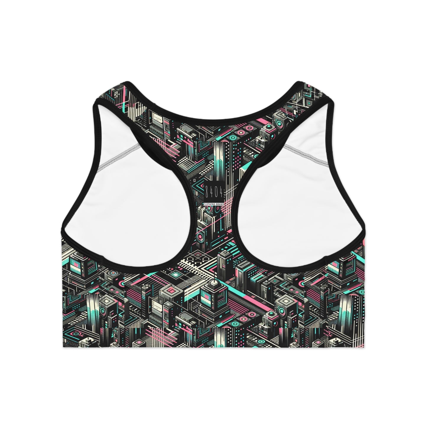 Digital Dreamland Tech-Inspired Streetwear Sports Bra - 8404 Design-51
