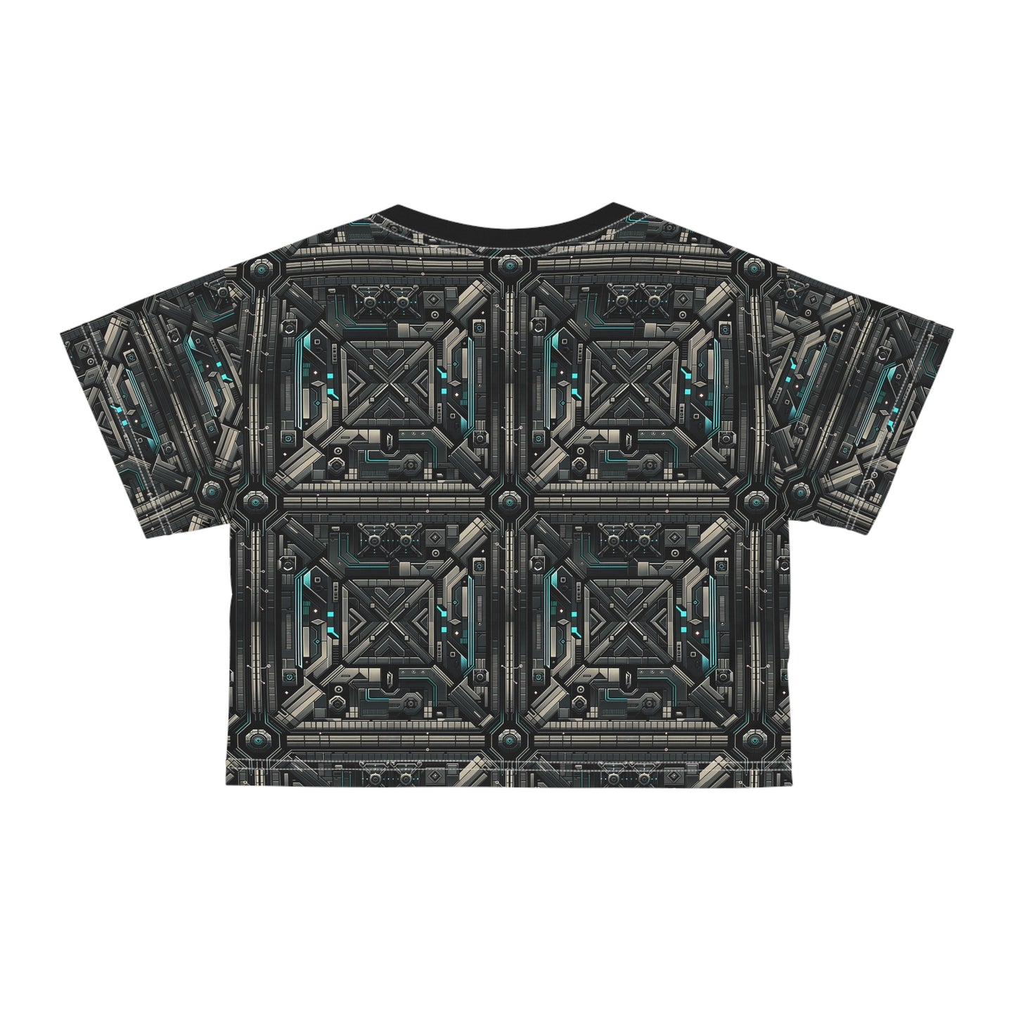 Tech Noir Futuristic Tech Aesthetic with a Dark Twist Crop Tee - 8404 Design-59