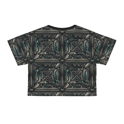 Tech Noir Futuristic Tech Aesthetic with a Dark Twist Crop Tee - 8404 Design-59