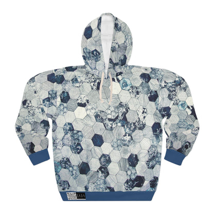 8404 Unisex Adult "hexagon in Blue" Fashion Pullover Hoodie
