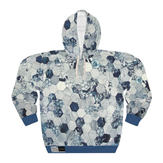 8404 Unisex Adult "hexagon in Blue" Fashion Pullover Hoodie