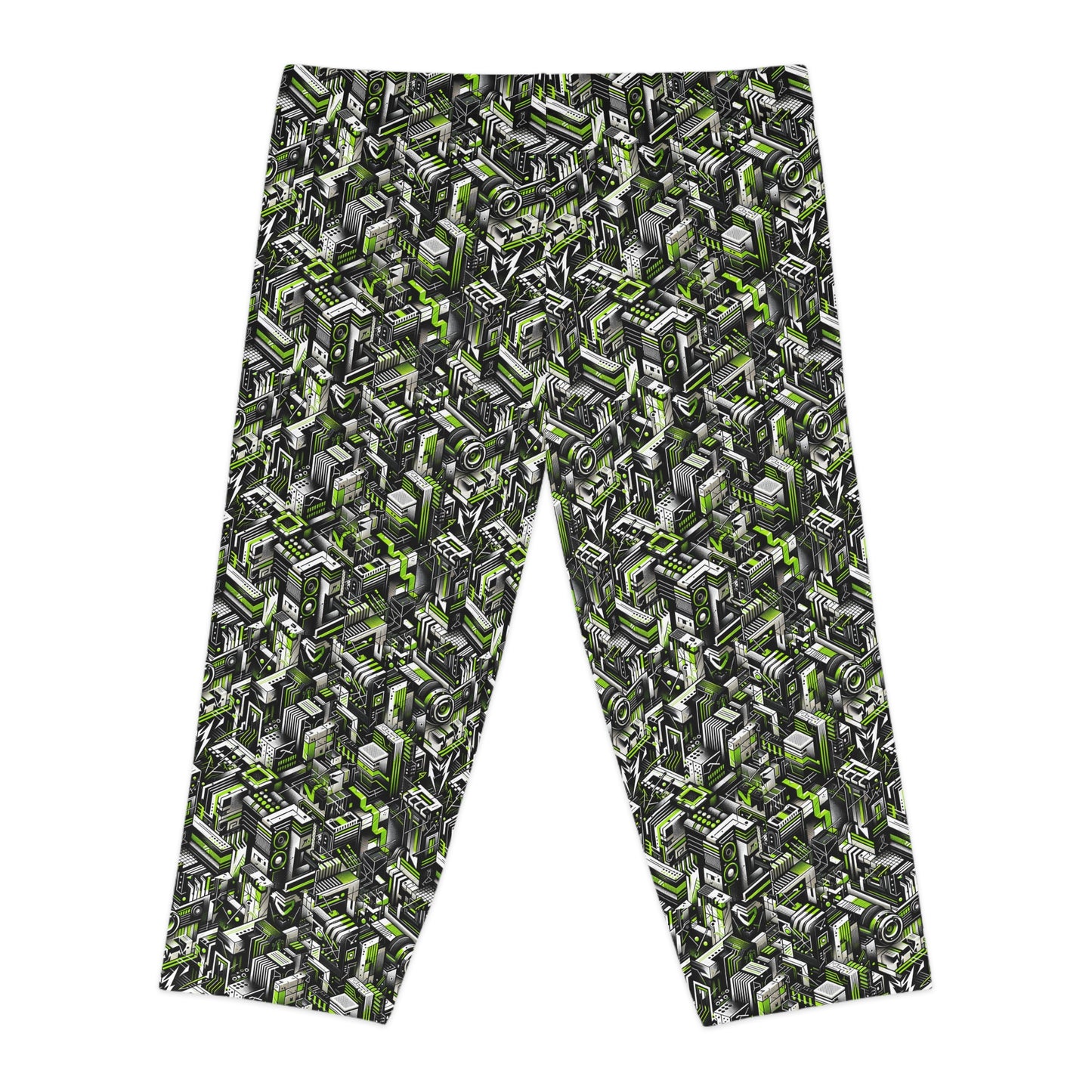 Graffiti Tech Fusion Bold Streetwear Fusion Women's Capri Leggings - 8404 Design-53