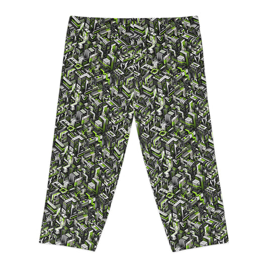 Graffiti Tech Fusion Bold Streetwear Fusion Women's Capri Leggings - 8404 Design-53