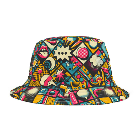 Neon Pop Art Revival Pop Culture Retro Bucket Hat - 8404 Design-46