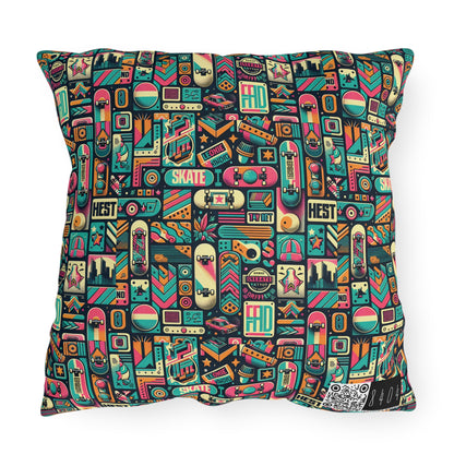 Skate Culture Revival Urban Retro Cool Outdoor Pillow - 8404 Design-61
