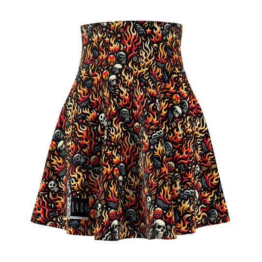 Flame Graphics Maximalist Streetwear Women's Skater Skirt - 8404 Design-76
