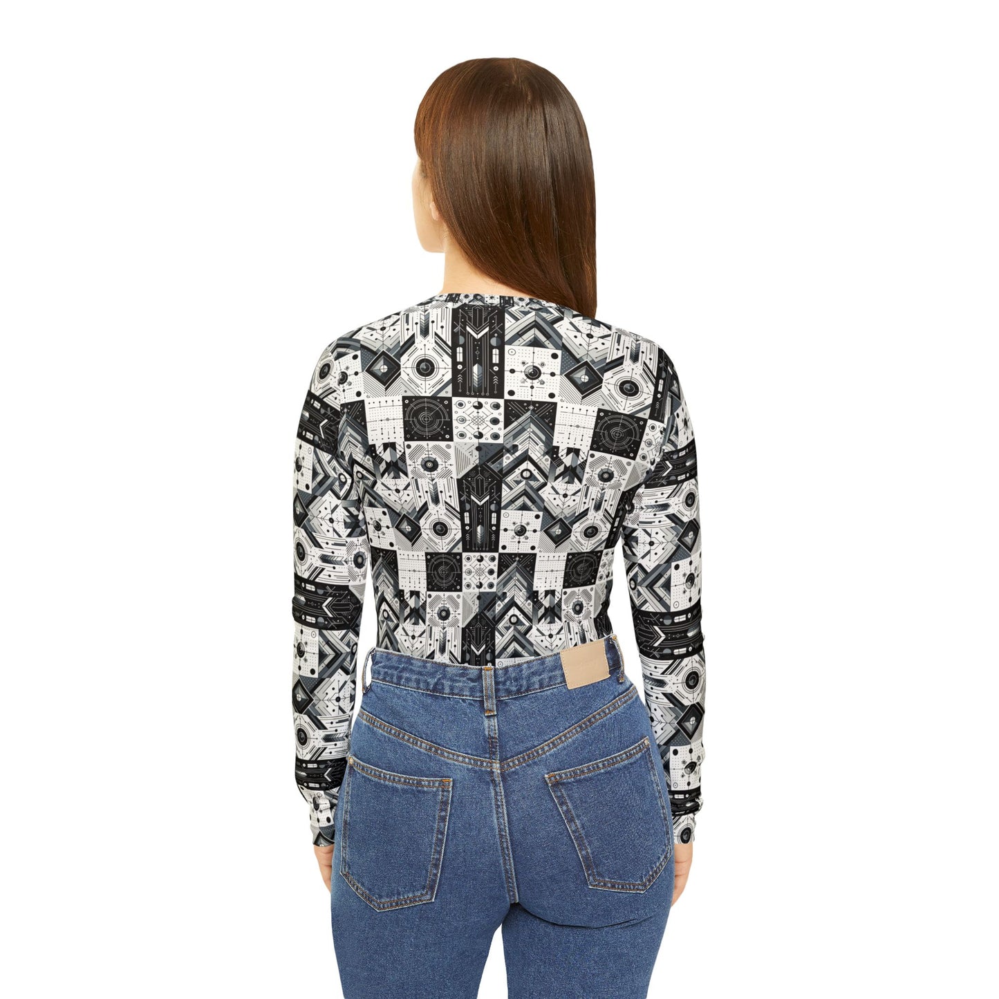 Digital Minimalism Minimalist Tech Women's Long Sleeve V-Neck Shirt - 8404 Design-50