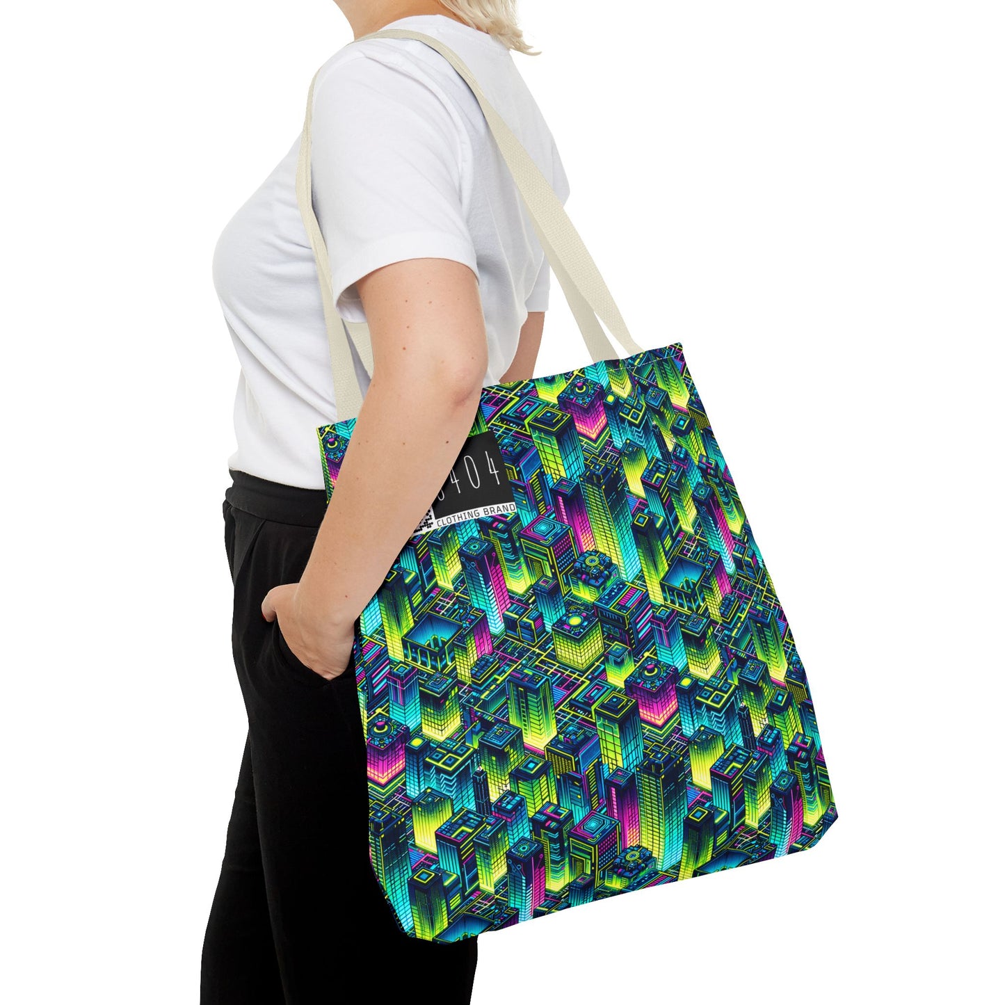 Tech-Infused Neon Tech-Forward Streetwear Tote Bag - 8404 Design-65
