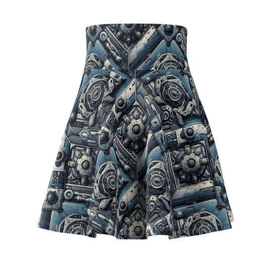Tech Utility Fusion Tech-Forward Utility With a Futuristic Edge Women's Skater Skirt - 8404 Design-43