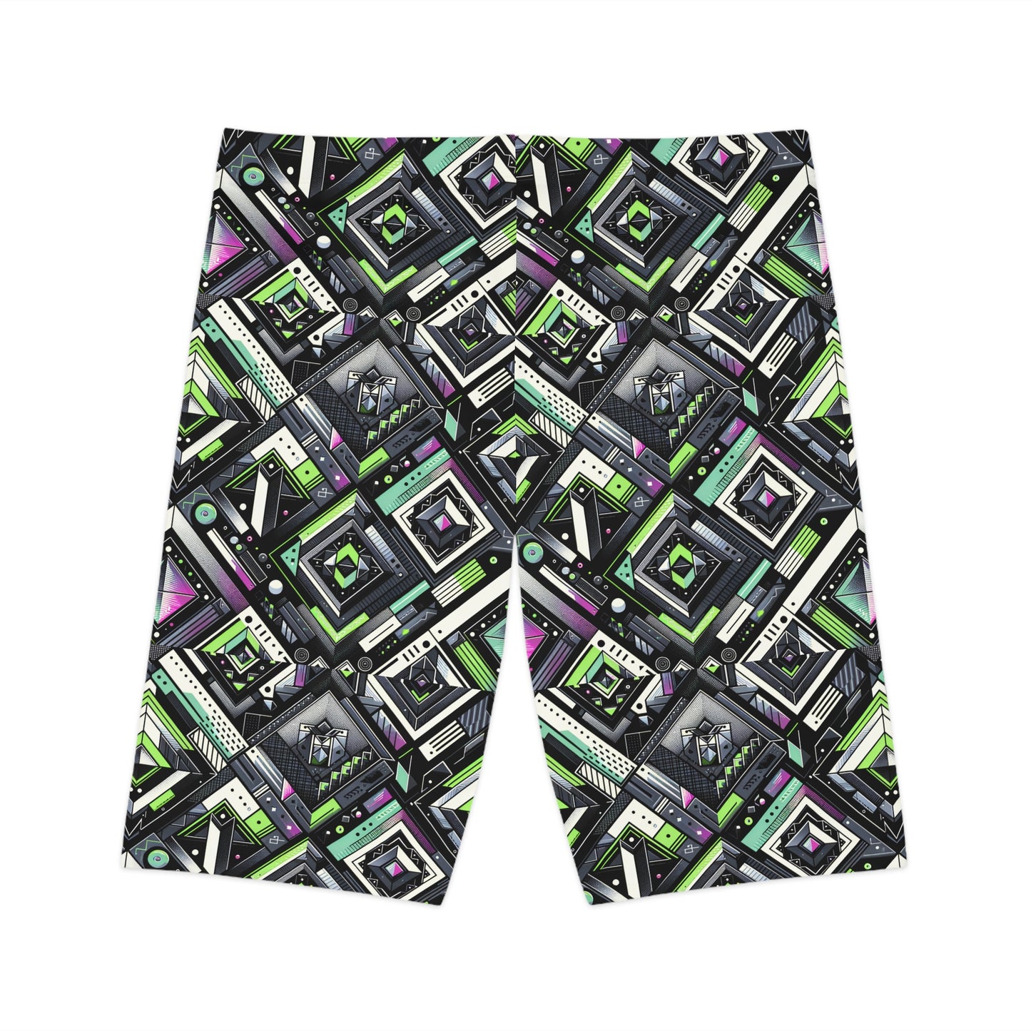 Retro Futurism Graphics Tech-Forward Streetwear Women's Bike Shorts - 8404 Design-48