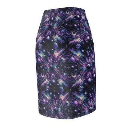 Galactic Hues Tech-Forward Cosmic Fusion Women's Pencil Skirt - 8404 Design-41