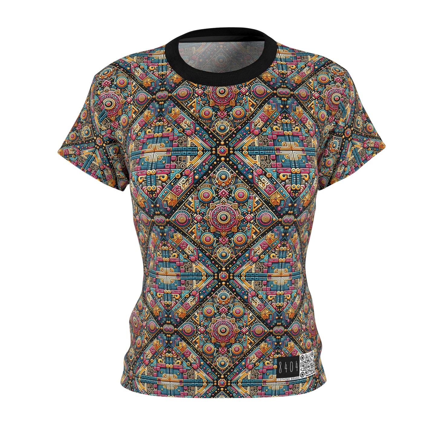 Cultural Fusion Tech Blend of Cultural Heritage With Tech-Inspired Elements Women's Cut & Sew Tee - 8404 Design-58