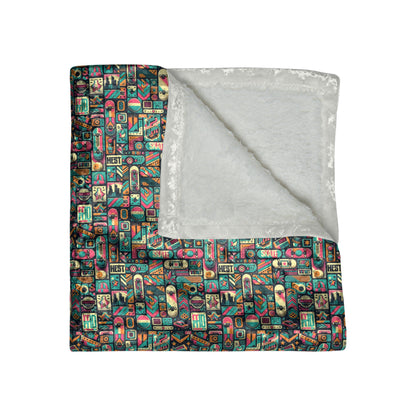 Skate Culture Revival Urban Retro Cool Crushed Velvet Blanket - 8404 Design-61