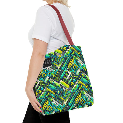 Tech-Infused Neon Tech-Forward Streetwear Tote Bag - 8404 Design-52