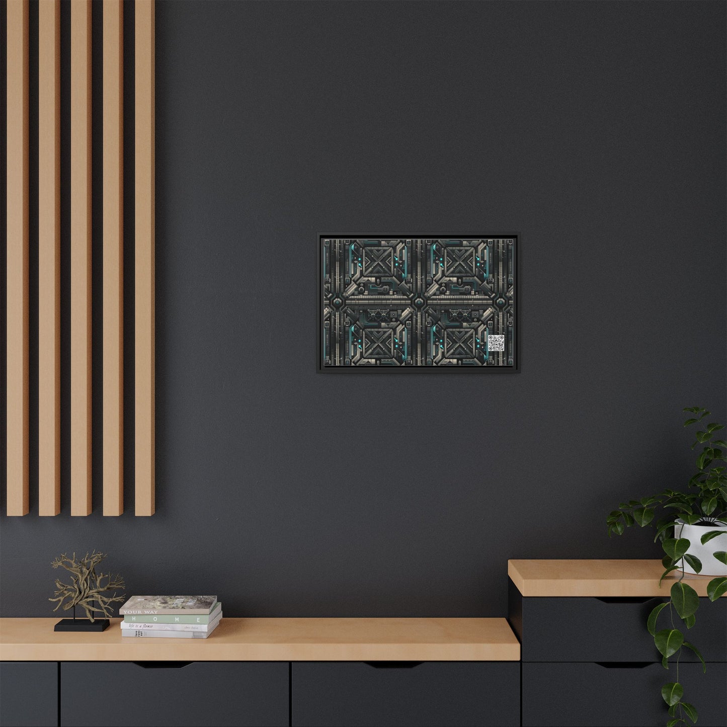Tech Noir Futuristic Tech Aesthetic with a Dark Twist Matte Canvas, Framed (multi-color) - 8404 Design-59 B